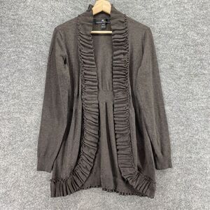 Madison Michelle Cardigan Women S Small Gray Knit Open Front Long Sleeve Rayon